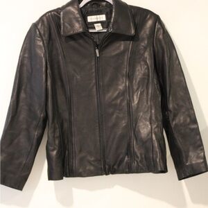 Women's Black Leather Jacket 100% lambskin exterior